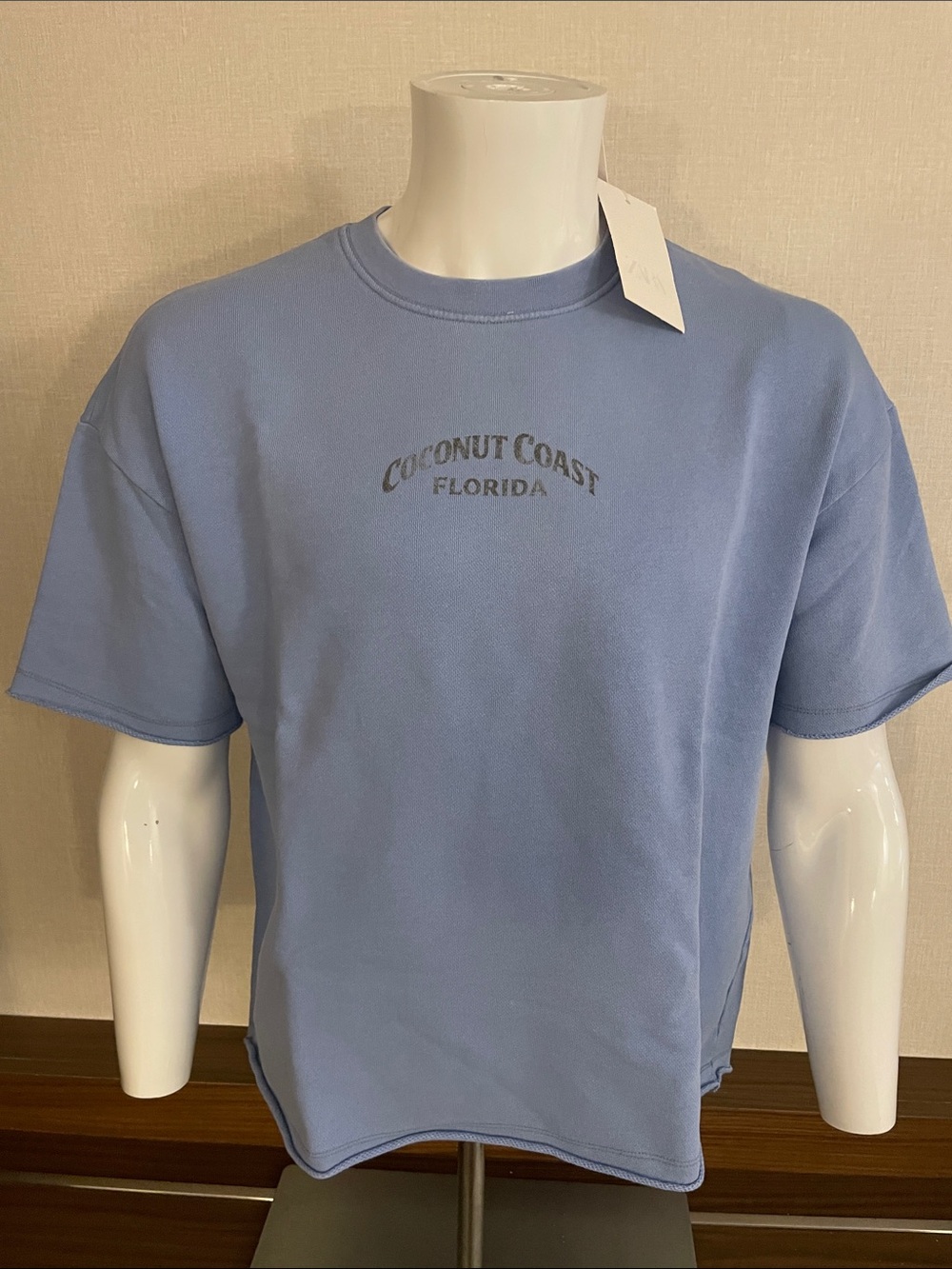 Zara Light Blue 'Coconut Coast Florida' Short-Sleeve Sweatshirt